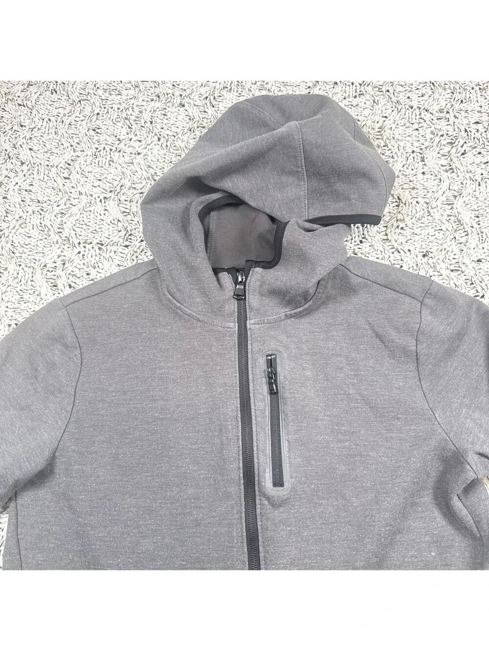 Old Navy Men's Hoodie Size L Gray Cotton Blend Full Zip Long Sleeve Sweatshirt